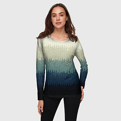 Лонгслив женский Серо-синий градиент текстурированные полосы, цвет: 3D-принт — фото 2