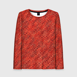 Лонгслив женский Морковный красный текстурированный узоры, цвет: 3D-принт
