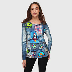 Лонгслив женский Пиксельная ракета, цвет: 3D-принт — фото 2