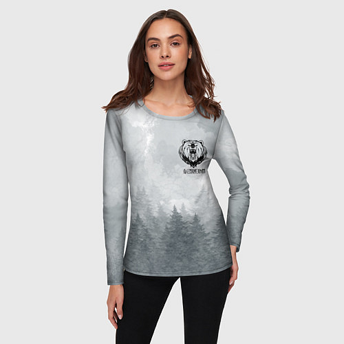 Женский лонгслив Лес мой храм - медведь русич / 3D-принт – фото 3