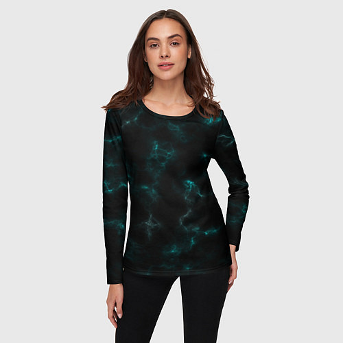 Женский лонгслив Color black turquoise / 3D-принт – фото 3