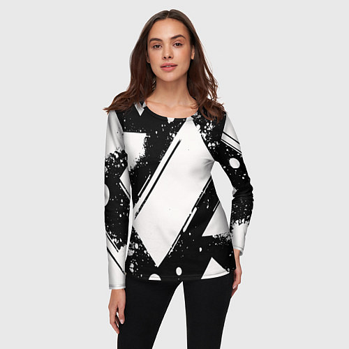 Женский лонгслив Color black white / 3D-принт – фото 3