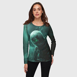 Лонгслив женский Космонавт скелет с зеленым светом, цвет: 3D-принт — фото 2