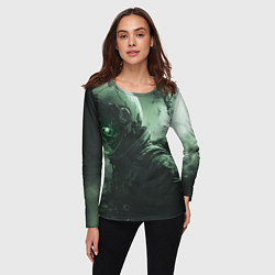 Лонгслив женский Зеленый скелет космонавта, цвет: 3D-принт — фото 2