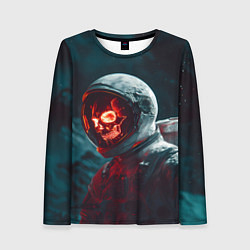 Лонгслив женский Череп космонавта красного цвета, цвет: 3D-принт