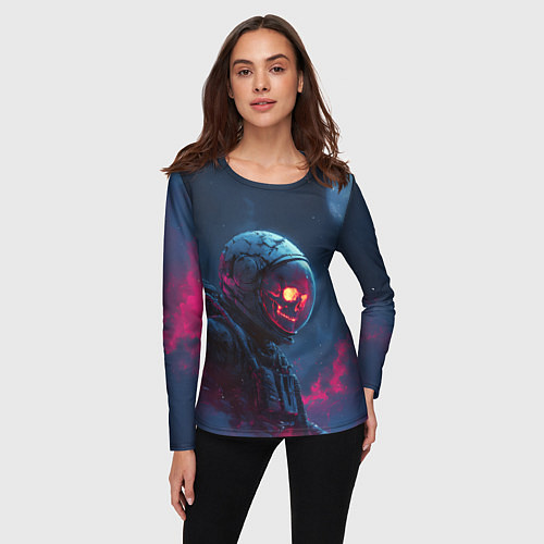 Женский лонгслив Скелет космонавта под луной / 3D-принт – фото 3