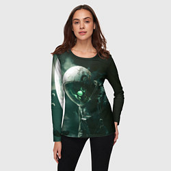 Лонгслив женский Скелет космонавта в космосе, цвет: 3D-принт — фото 2