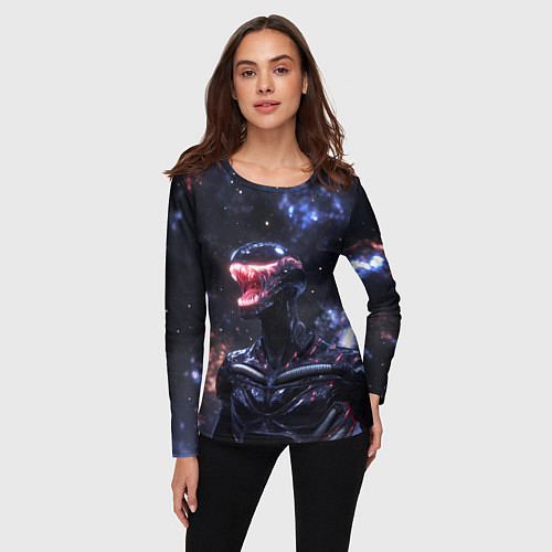 Женский лонгслив Чужой на фоне вселенной / 3D-принт – фото 3