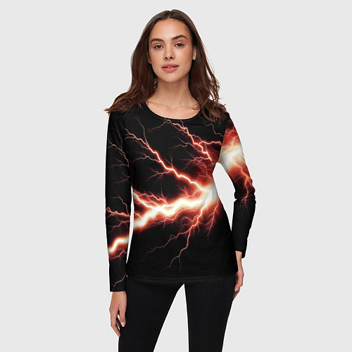 Женский лонгслив Lightning red / 3D-принт – фото 3