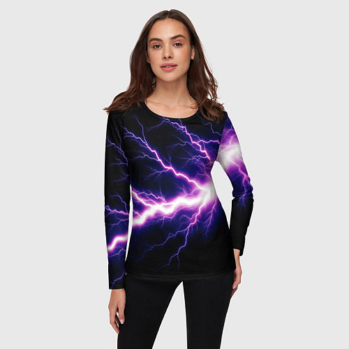 Женский лонгслив Lightning purple / 3D-принт – фото 3