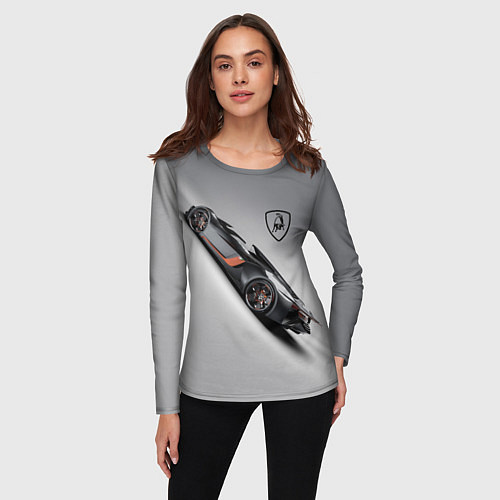 Женский лонгслив Lamborghini - racing car / 3D-принт – фото 3