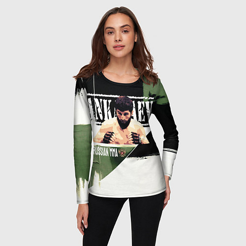 Женский лонгслив Магомед Анкалаев боец ММА / 3D-принт – фото 3