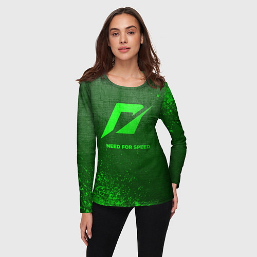 Женский лонгслив Need for Speed - green gradient / 3D-принт – фото 3
