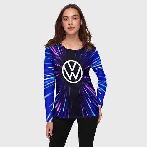 Женский лонгслив Volkswagen neon energy / 3D-принт – фото 3