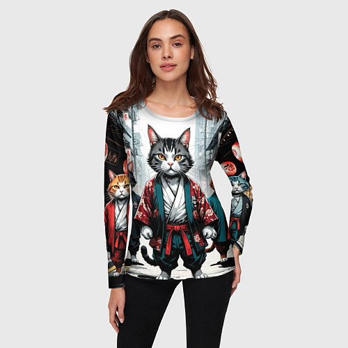 Женский лонгслив Коты якудза / 3D-принт – фото 3