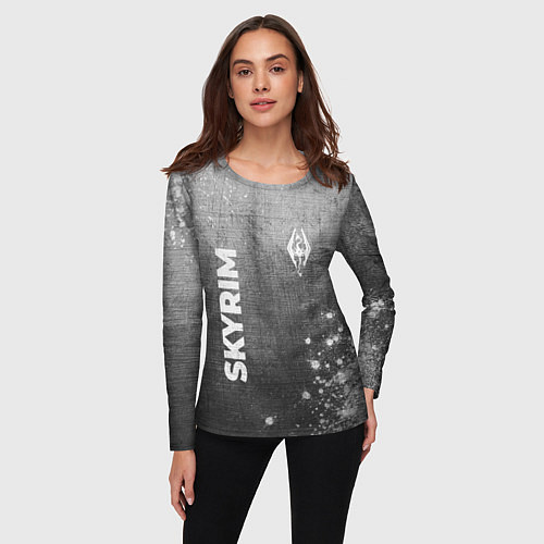 Женский лонгслив Skyrim - grey gradient вертикально / 3D-принт – фото 3
