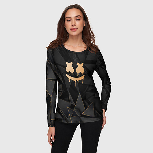 Женский лонгслив Marshmello golden poly / 3D-принт – фото 3