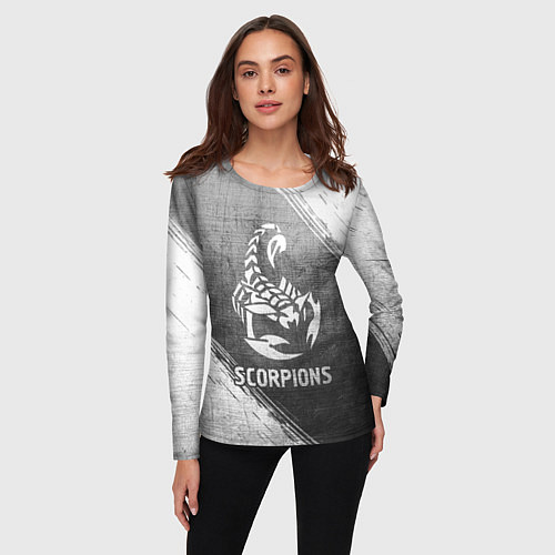 Женский лонгслив Scorpions - grey gradient / 3D-принт – фото 3