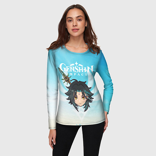Женский лонгслив Genshin Impact - персонаж Сяо / 3D-принт – фото 3