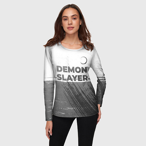 Женский лонгслив Demon Slayer - white gradient посередине / 3D-принт – фото 3