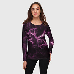 Лонгслив женский Lightning pink glow, цвет: 3D-принт — фото 2