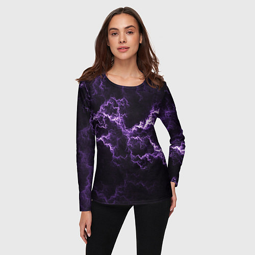 Женский лонгслив Lightning purple flicker / 3D-принт – фото 3