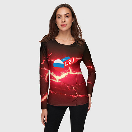 Женский лонгслив Russia красные плиты / 3D-принт – фото 3