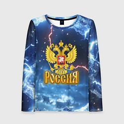 Лонгслив женский Герб России и ледяной фон, цвет: 3D-принт