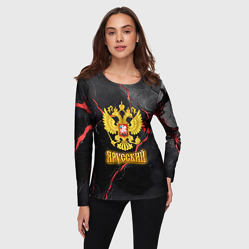 Женский лонгслив Я русский - черный фон / 3D-принт – фото 3