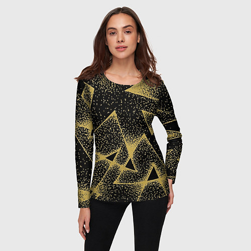 Женский лонгслив Triangle yellow with dots / 3D-принт – фото 3