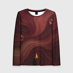 Женский лонгслив Темно-бордовый волнистый узор