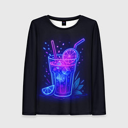 Лонгслив женский Неоновый фруктовый коктейль, цвет: 3D-принт