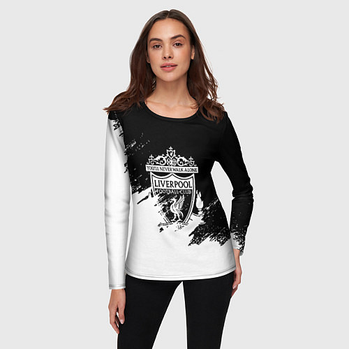 Женский лонгслив Liverpool краски белые / 3D-принт – фото 3