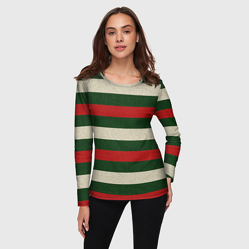 Женский лонгслив Цветные лини текстура ткани / 3D-принт – фото 3