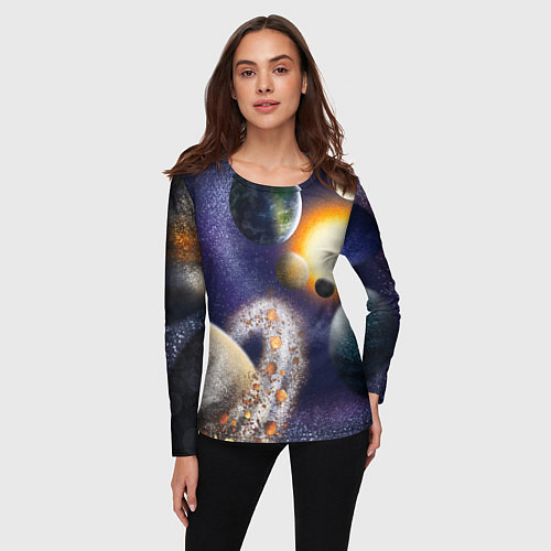 Женский лонгслив Парад планет / 3D-принт – фото 3