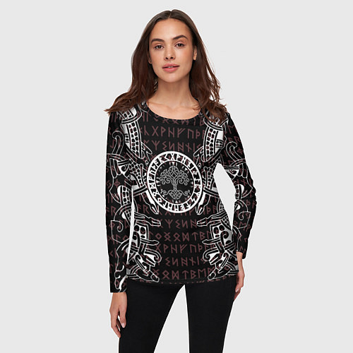 Женский лонгслив Дерево жизни и древние руны / 3D-принт – фото 3