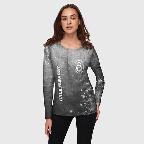 Женский лонгслив Galatasaray - grey gradient вертикально / 3D-принт – фото 3