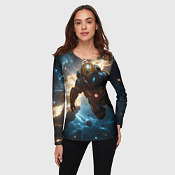 Лонгслив женский Астронавт на фоне туманности, цвет: 3D-принт — фото 2