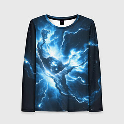 Лонгслив женский Бело-синяя туманность, цвет: 3D-принт