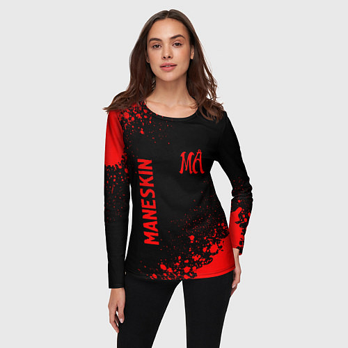 Женский лонгслив Maneskin - red gradient вертикально / 3D-принт – фото 3