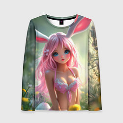 Женский лонгслив Девушка с ушками зайца