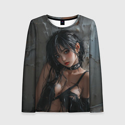 Лонгслив женский Азиатская брюнетка в рваном белье, цвет: 3D-принт