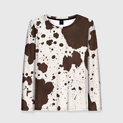 Лонгслив женский Коровий принт, цвет: 3D-принт