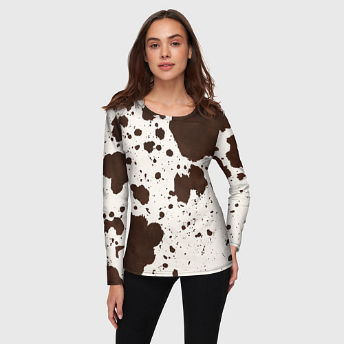 Женский лонгслив Коровий принт / 3D-принт – фото 3