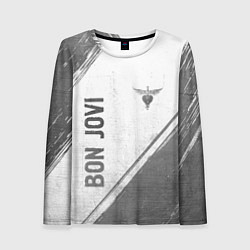 Женский лонгслив Bon Jovi - white gradient вертикально