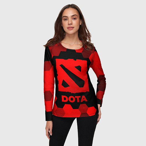 Женский лонгслив Dota - red gradient / 3D-принт – фото 3