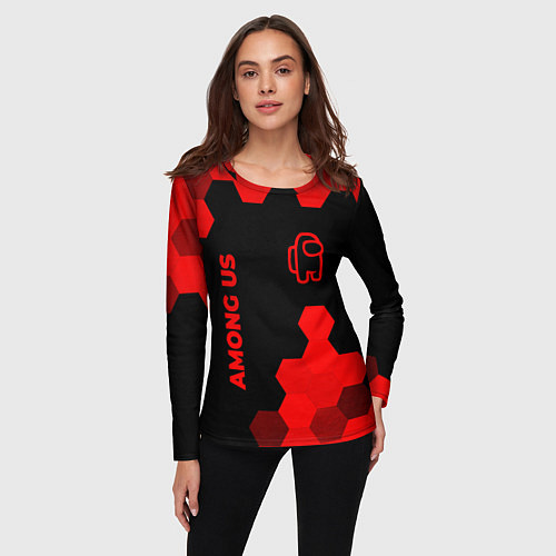 Женский лонгслив Among Us - red gradient вертикально / 3D-принт – фото 3