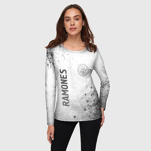 Женский лонгслив Ramones - white gradient вертикально / 3D-принт – фото 3