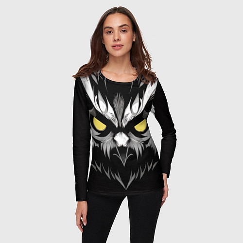 Женский лонгслив Взгляд филина / 3D-принт – фото 3