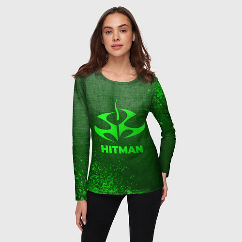 Женский лонгслив Hitman - green gradient / 3D-принт – фото 3